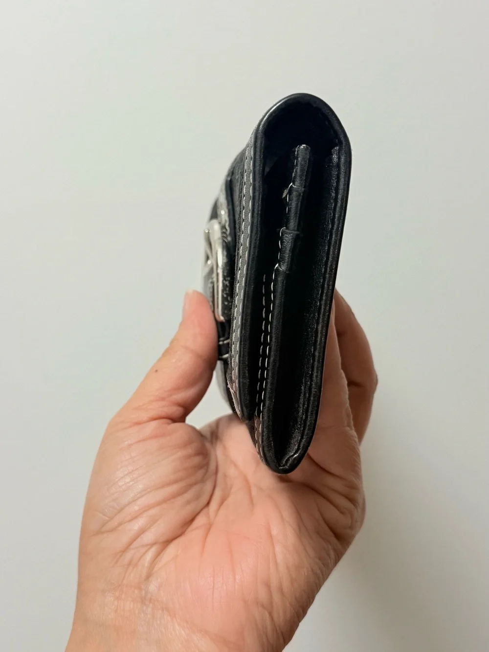 Y2K Coach Black Signature Canvas Wallet with Silver-Tone Buckle